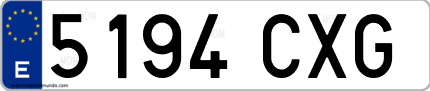 Ejemplo de matrícula de coche ordinaria 5194 CXG