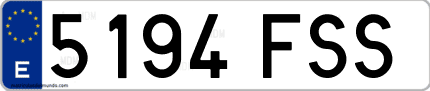 Ejemplo de matrícula de coche ordinaria 5194 FSS