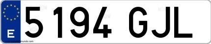 Ejemplo de matrícula española 5194 GJL