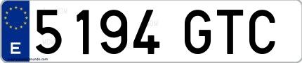 Ejemplo de matrícula española 5194 GTC