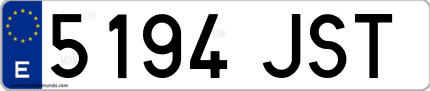 Ejemplo de matrícula de coche ordinaria 5194 JST