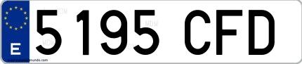 Ejemplo de matrícula española 5195 CFD