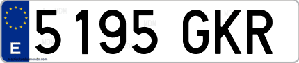 Ejemplo de matrícula de coche ordinaria 5195 GKR