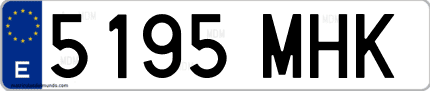 Ejemplo de matrícula de coche ordinaria 5195 MHK