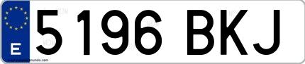 Ejemplo de matrícula española 5196 BKJ