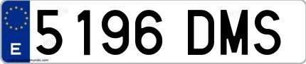 Ejemplo de matrícula española 5196 DMS