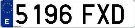 Ejemplo de matrícula española 5196 FXD