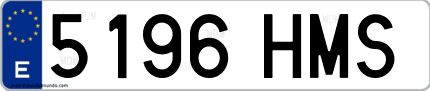 Ejemplo de matrícula de coche ordinaria 5196 HMS