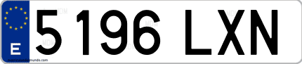 Ejemplo de matrícula de coche ordinaria 5196 LXN