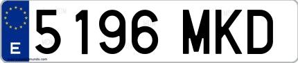 Ejemplo de matrícula española 5196 MKD