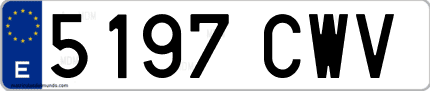 Ejemplo de matrícula de coche ordinaria 5197 CWV