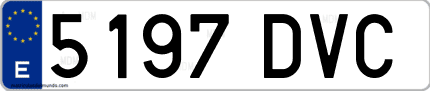 Ejemplo de matrícula de coche ordinaria 5197 DVC