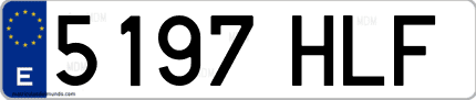 Ejemplo de matrícula de coche ordinaria 5197 HLF