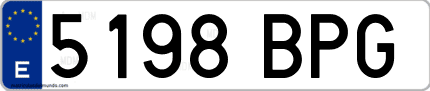Ejemplo de matrícula de coche ordinaria 5198 BPG