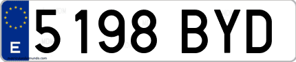 Ejemplo de matrícula de coche ordinaria 5198 BYD