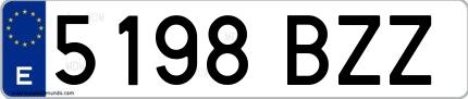 Ejemplo de matrícula española 5198 BZZ