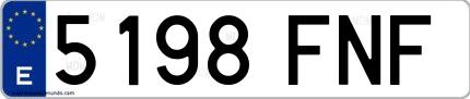 Ejemplo de matrícula española 5198 FNF