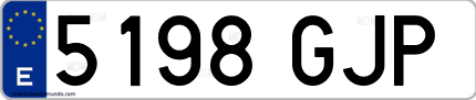 Ejemplo de matrícula de coche ordinaria 5198 GJP