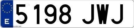 Ejemplo de matrícula española 5198 JWJ