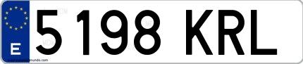 Ejemplo de matrícula española 5198 KRL