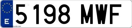 Ejemplo de matrícula española 5198 MWF