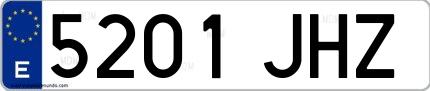 Ejemplo de matrícula española 5201 JHZ