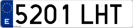 Ejemplo de matrícula de coche ordinaria 5201 LHT