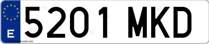 Ejemplo de matrícula española 5201 MKD