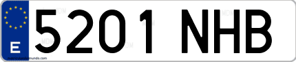 Ejemplo de matrícula de coche ordinaria 5201 NHB