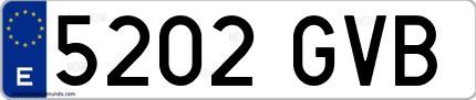 Ejemplo de matrícula de coche ordinaria 5202 GVB