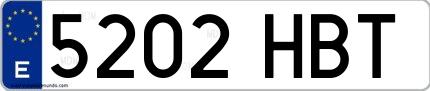 Ejemplo de matrícula española 5202 HBT