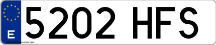 Ejemplo de matrícula de coche ordinaria 5202 HFS