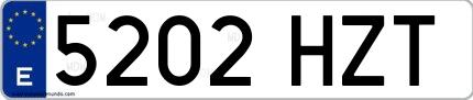 Ejemplo de matrícula española 5202 HZT