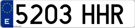 Ejemplo de matrícula española 5203 HHR