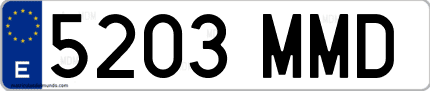 Ejemplo de matrícula de coche ordinaria 5203 MMD