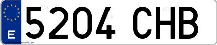 Ejemplo de matrícula española 5204 CHB