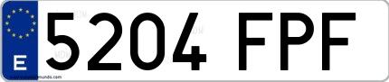 Ejemplo de matrícula española 5204 FPF