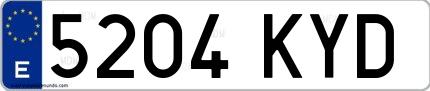 Ejemplo de matrícula española 5204 KYD