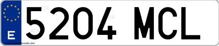 Ejemplo de matrícula española 5204 MCL