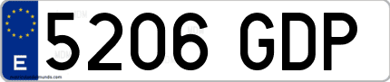 Ejemplo de matrícula de coche ordinaria 5206 GDP