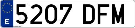 Ejemplo de matrícula española 5207 DFM