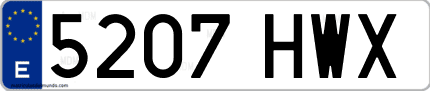 Ejemplo de matrícula de coche ordinaria 5207 HWX