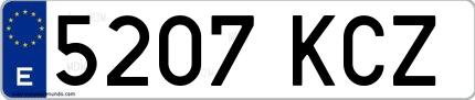 Ejemplo de matrícula española 5207 KCZ