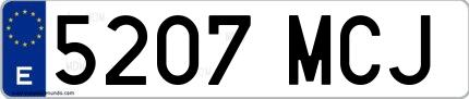 Ejemplo de matrícula española 5207 MCJ