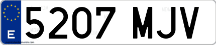Ejemplo de matrícula de coche ordinaria 5207 MJV
