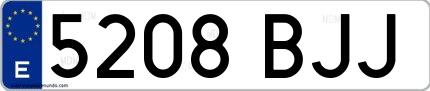 Ejemplo de matrícula española 5208 BJJ