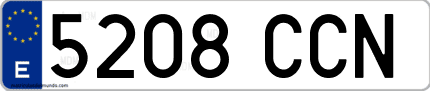 Ejemplo de matrícula de coche ordinaria 5208 CCN