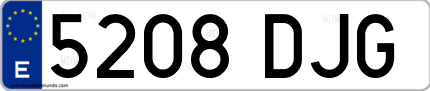 Ejemplo de matrícula de coche ordinaria 5208 DJG
