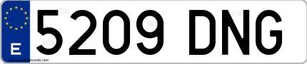 Ejemplo de matrícula española 5209 DNG