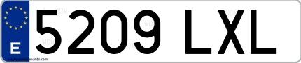 Ejemplo de matrícula española 5209 LXL